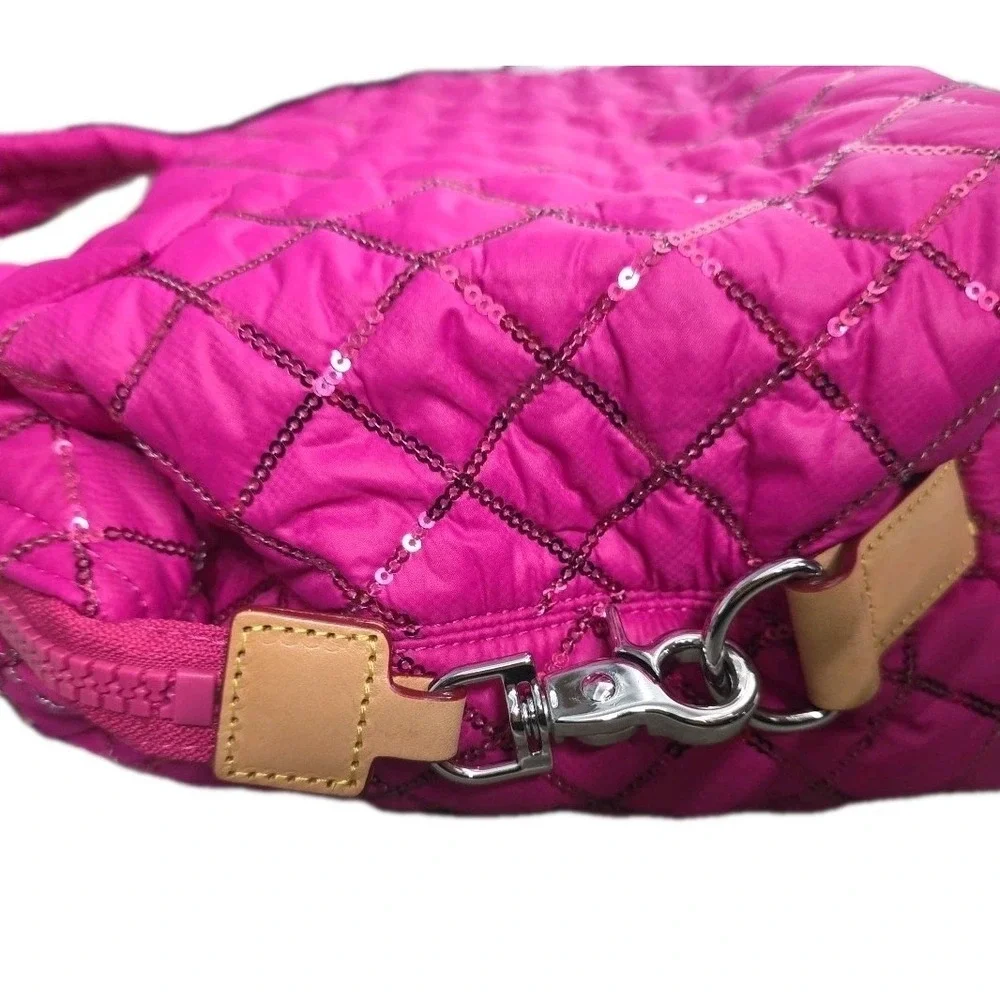 NEW MZ Wallace Mini Crossbody Metro Tote Deluxe Bag in Bright Fuchsia Sequins - Picture 5 of 16